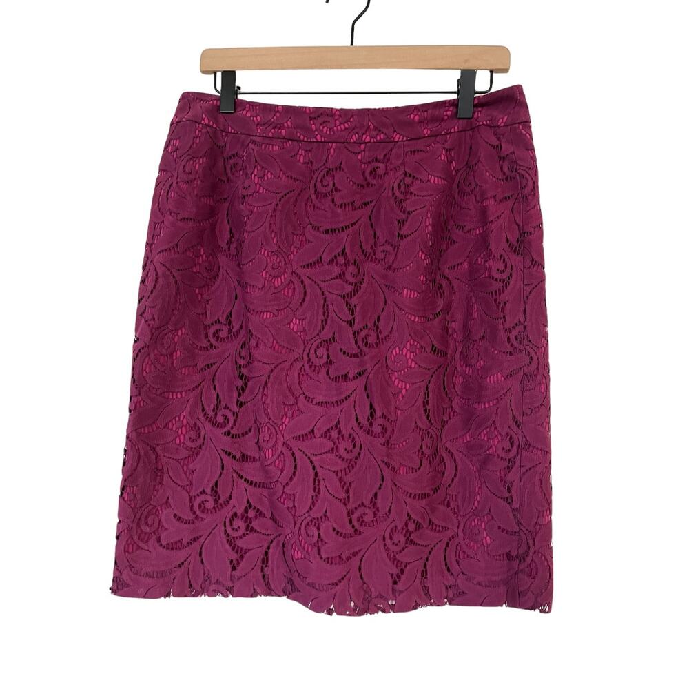 Cabi Womens Frolic Lace Pencil Skirt Plumberry Pink Purple SIze 8 Style 922